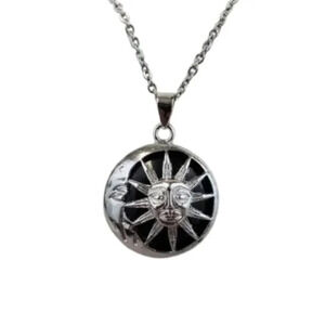 Obsidian Sun and Moon Pendant Necklace